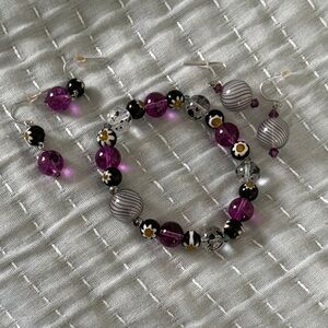 Kohl's Purple and Silver Beaded Bracelet Set